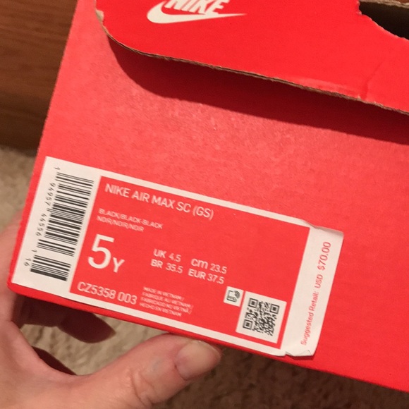 NWT NIKE AIR MAX SC 5Y 5 YOUTH BLACK ATHLETIC SHOES TENNIS BOYS FITS WOMEN 6 - Picture 11 of 11